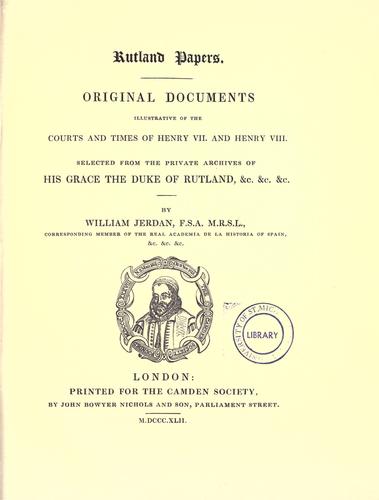 Cover for Rutland papers