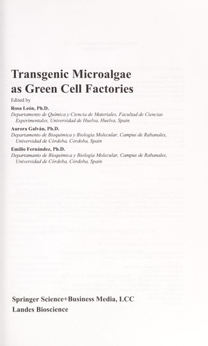 Cover for Transgenic microalgae as green cell factories