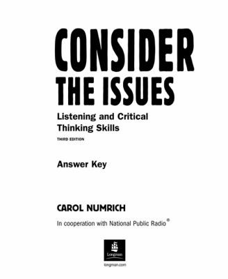 Cover for Consider the Issues