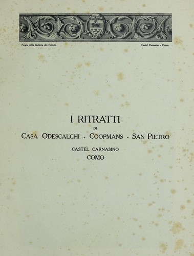 Cover for La collezione di ritratti, Odescalchi, Coopmans de Yoldi, San Pietro in castel Carnasino
