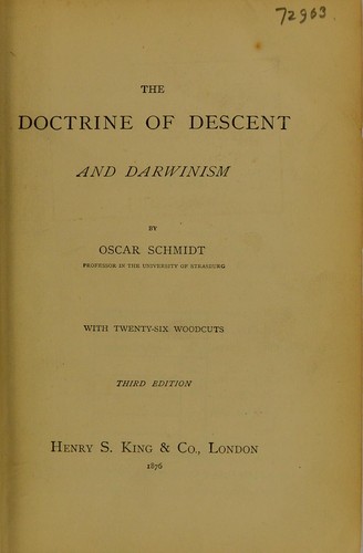 Cover for The doctrine of descent and Darwinism