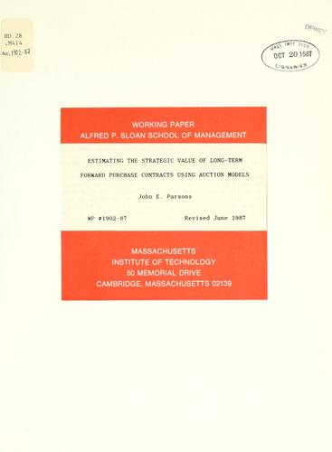 Cover for Estimating the strategic value of long-term forward purchase contracts using auction models