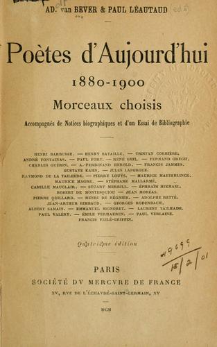 Cover for Poètes d'aujourd'hui, 1880-1900