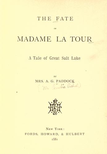Cover for The fate of Madame La Tour