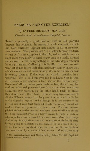 Cover for Exercise and over-exercise