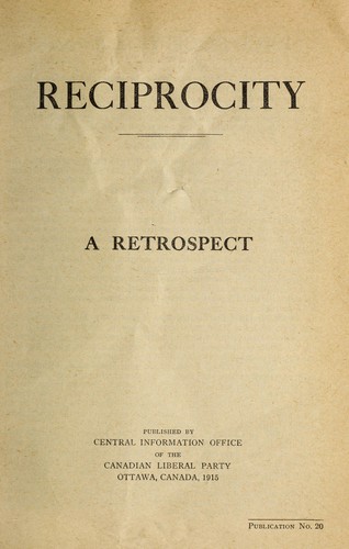 Cover for Reciprocity, a retrospect