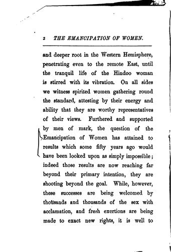 Cover for The emancipation of women and its probable consequences