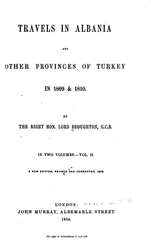 Cover for Travels in Albania and Other Provinces of Turkey in 1809 & 1810