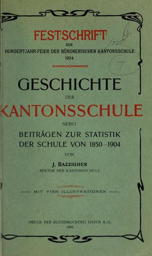 Cover for Geschichte de Kantonschule