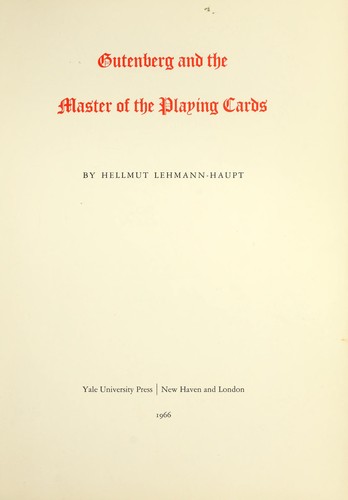 Cover for Gutenberg and the Master of the Playing Cards.