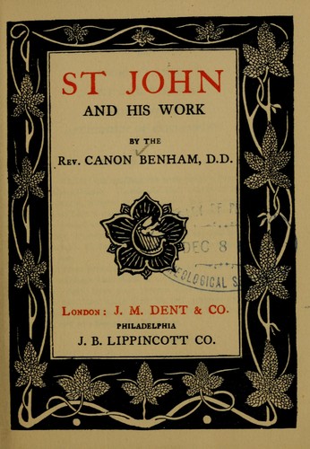 Cover for St John and his work