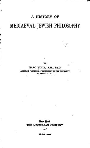 Cover for A history of mediaeval Jewish philosophy