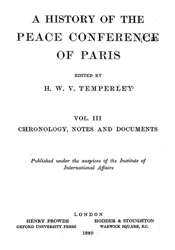 Cover for A history of the Peace Conference of Paris