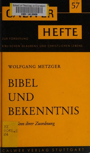 Cover for Bibel und Bekenntnis