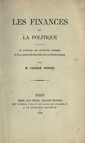 Cover for Les finances et la politique