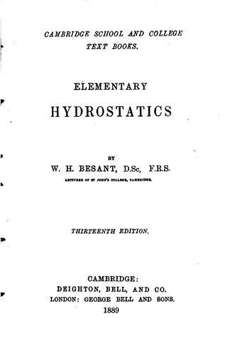 Cover for Elementary Hydrostatics