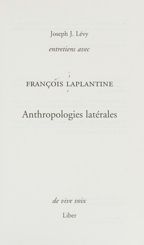 Cover for Entretiens avec François Laplantine