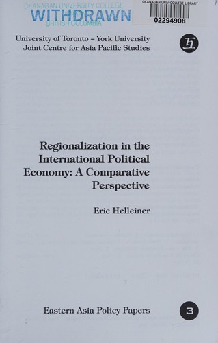 Cover for Regionalization in the international political economy