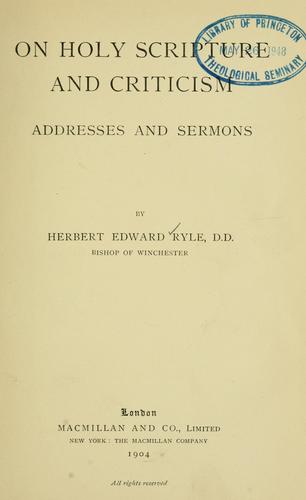 Cover for On Holy Scripture and criticism