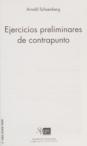 Cover for Ejercicios preliminares de contrapunto