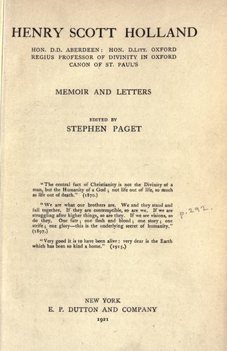 Cover for Henry Scott Holland ...