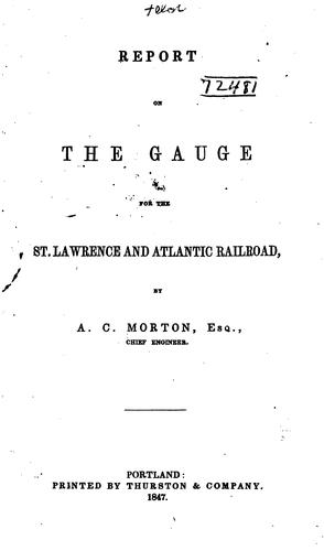 Cover for Report on the gauge for the St. Lawrence and Atlantic railroad