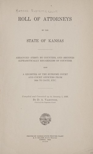 Cover for Roll of attorneys of the state of Kansas