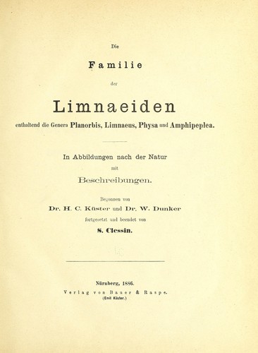 Cover for Die Familie der Limnaeiden enthaltend die Genera Planorbis, Limnaeus, Physa und Amphipeplea