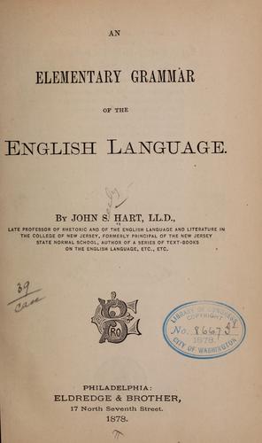 Cover for An elementary grammar of the English language