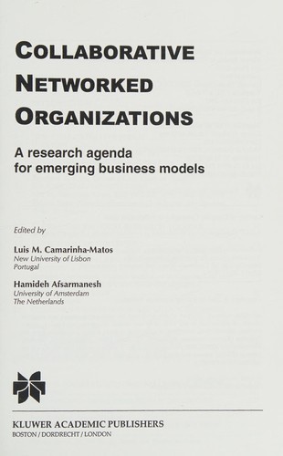 Cover for Collaborative networked oganizations