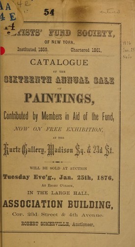 Cover for Catalogue of the sixteenth annual sale of paintings, contributed by members in aid of the fund