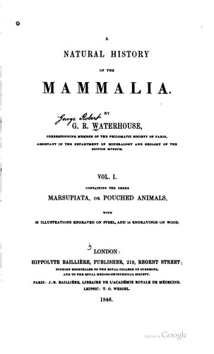 Cover for A Natural History of the Mammalia