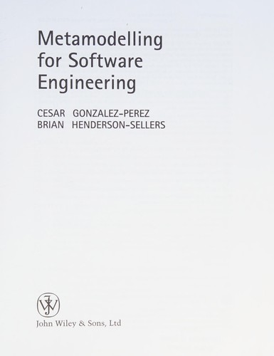 Cover for Metamodelling for software engineering