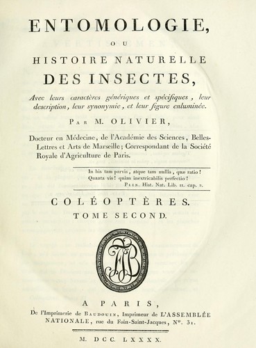 Cover for Entomologie ou Histoire naturelle des insectes