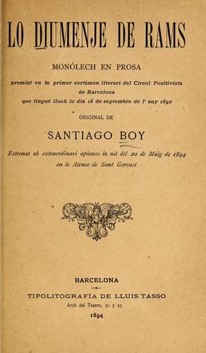 Cover for Lo diumenje de rams