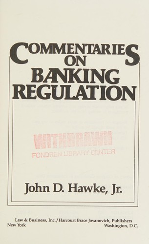 Cover for Commentaries on banking regulation