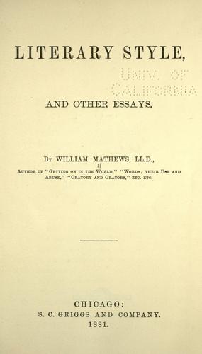 Cover for Literary style
