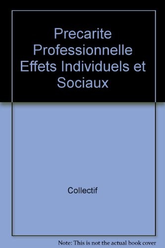 Cover for La précarité professionelle