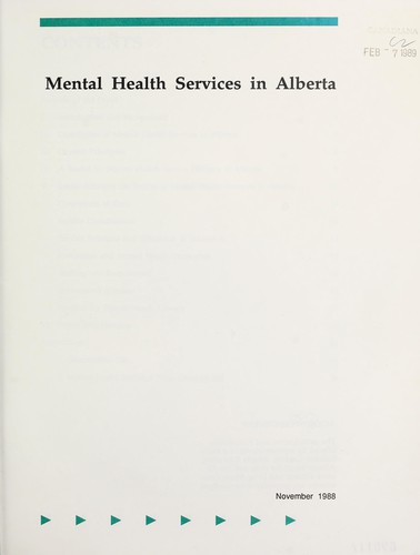 Cover for Mental health services in Alberta