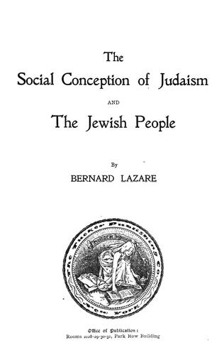Cover for The social conception of Judaism and the Jewish people