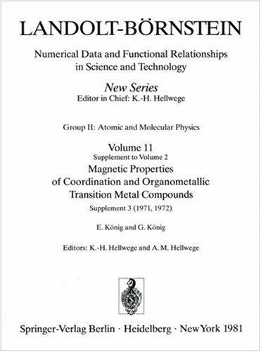 Cover for Magnetic Properties of Coordination and Organometallic Transition Metal Compounds / Magnetische Eigenschaften der Koordinations- und metallorganischen ... Relationships in Science & Technology)