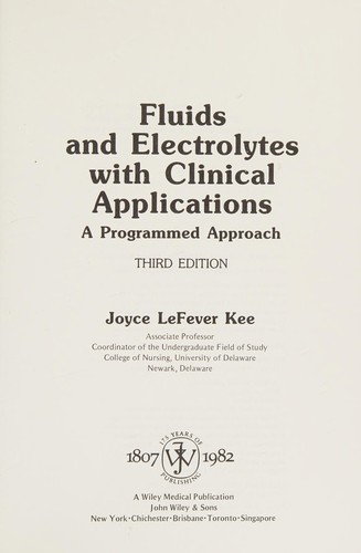 Cover for Fluids and electrolytes with clinical applications