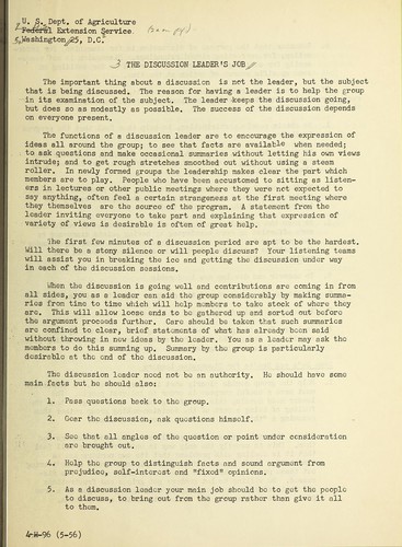 Cover for The discussion leader's job