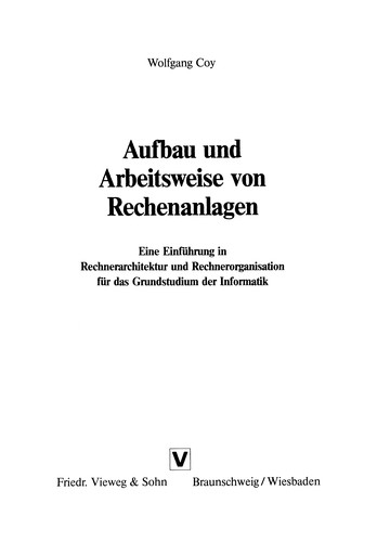 Cover for Aufbau und Arbeitsweise von Rechenanlagen