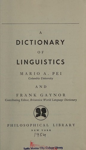 Cover for Dictionary of Linguistics