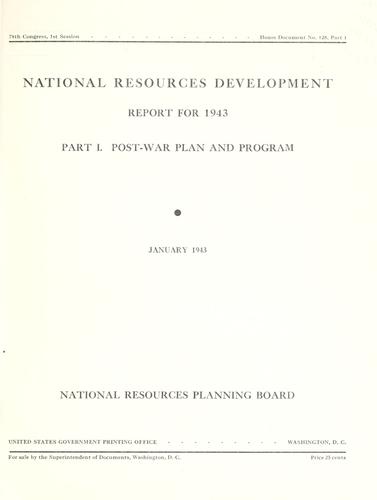 Cover for National resources development report for 1943 ...