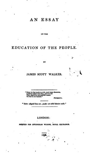 Cover for An Essay on the Education of the People