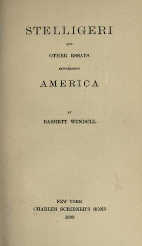 Cover for Stelligeri, and other essays concerning America.