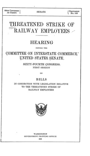 Cover for Threatened strike of railway employees.