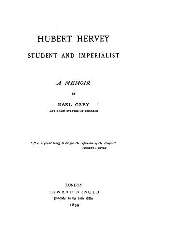 Cover for Hubert Hervey, student and imperialist